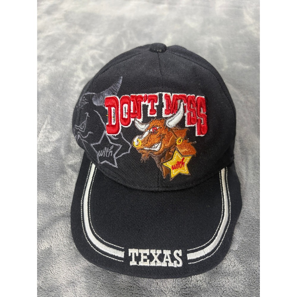 The Supreme Cap Unisex Texas Bull Embroidery Baseball Hat OSFA Black Acrylic